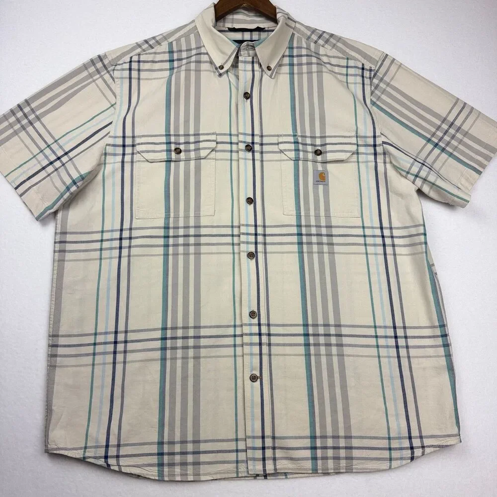 Carhartt Loose Fit Plaid Cotton Work Shirt Large
